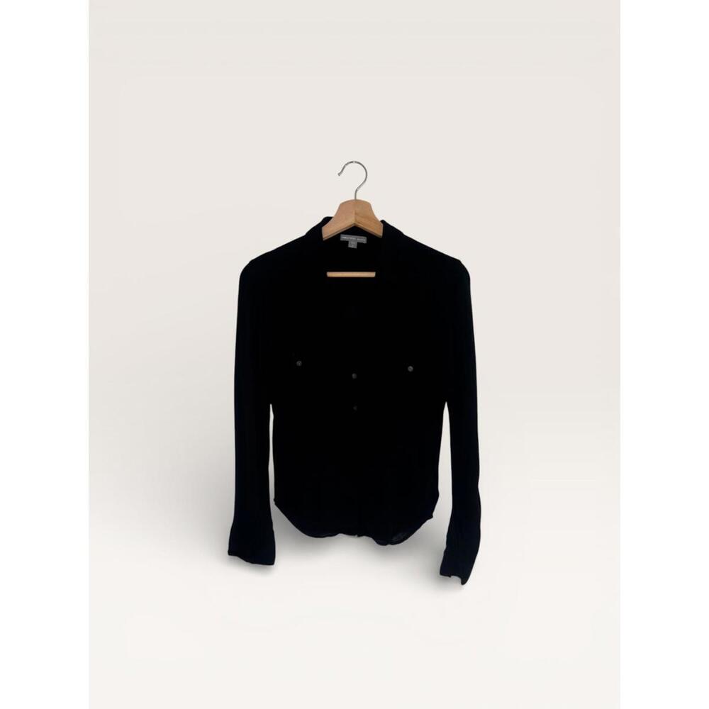 James Perse Black Long Sleeve Button-Up Shirt Size 0